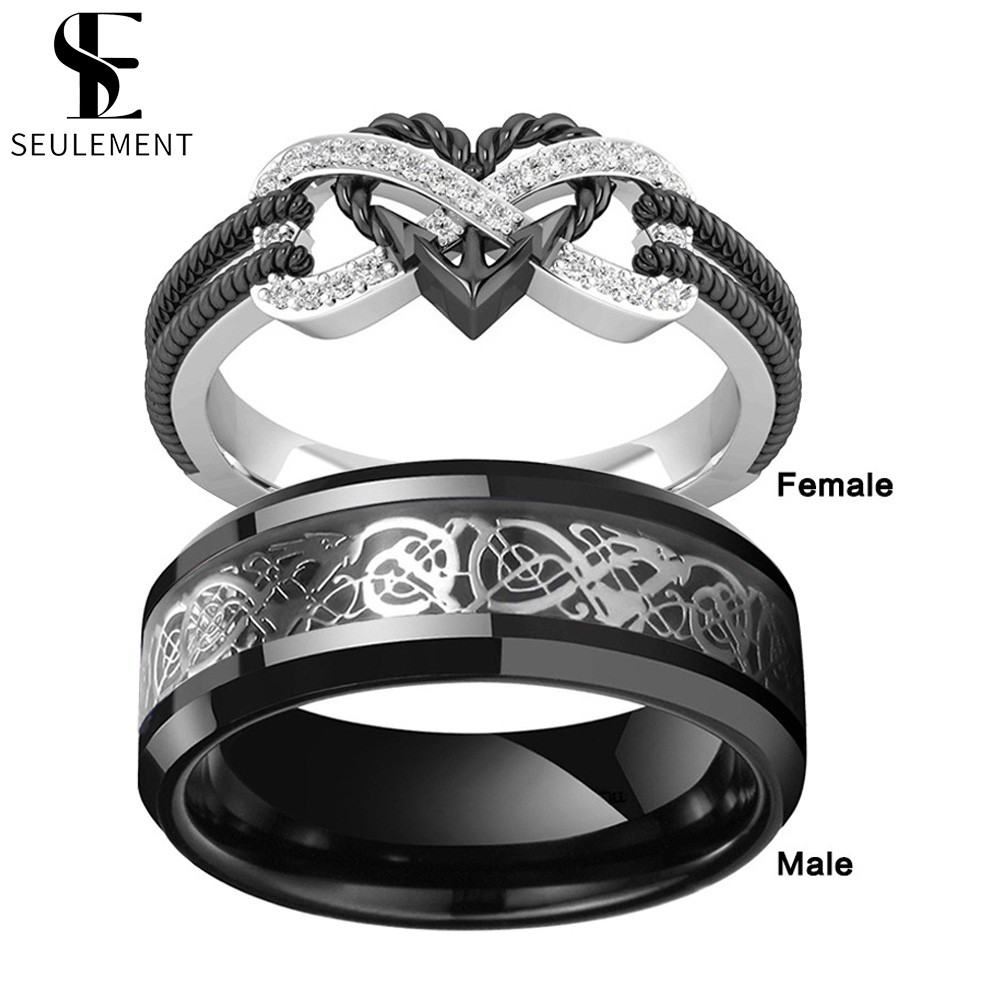 Men Accessories List - Seulement الحب الأسود إنفينيتي القلب زوجين