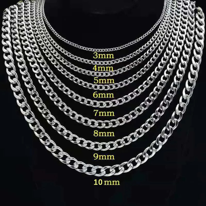 Men Accessories Neck Chain - 925 فضة مطلي شقة الكوبية سلسلة