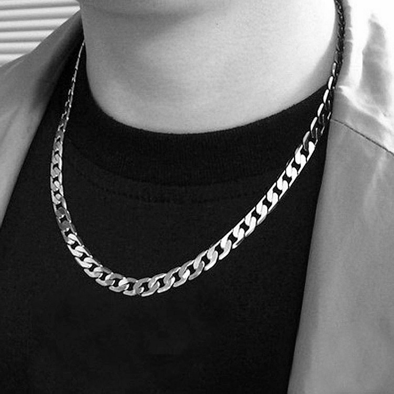 925 فضة مطلي شقة الكوبية سلسلة - مراجعة Men Accessories Neck Chain وسعره